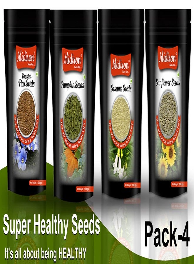 Midiron Sunflower Seed| White Sesame Seed| Roasted Flax Seed |Pumpkin Seed| Super Seed Combo Pack-4 (100 Gm Each) - Image 2