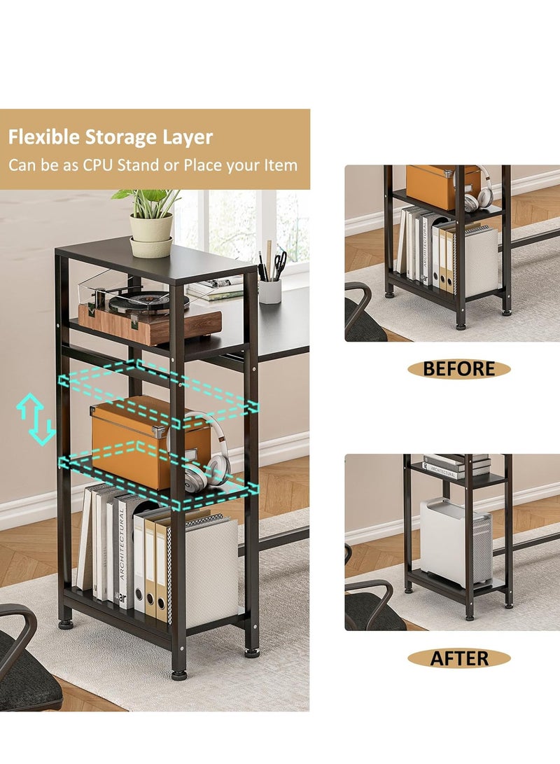 ZUIHAO L-Shaped Desk Computer Corner Desk with Shelf L Shaped Home Office Desk Large Gaming Desk Sturdy Writing Desk Writing Workstation Simple Modern Gaming Desk (Black with Shelf） - Image 5