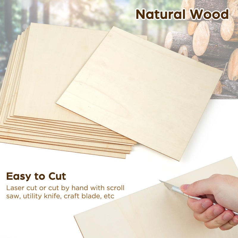 LotFancy Basswood Sheets, 12 Pack, 12 x 12 x 1/16 Inch, Plywood Sheets with Smooth Surfaces, 1.5mm Craft Wood Board for Laser Cutting, DIY Architectural Models, Wood Burning and Staining - Image 3