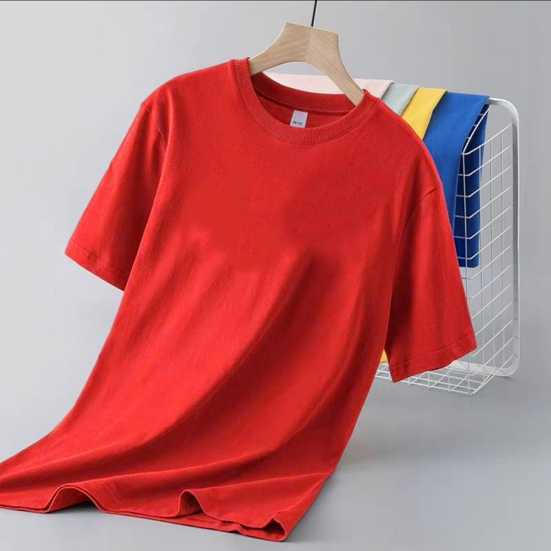 Factory New Summer Solid Color Short Sleeve T-Shirt Men'S Slim Fit Slim Men'S And Women'S Classic Joker Inner Jacket - Image 1