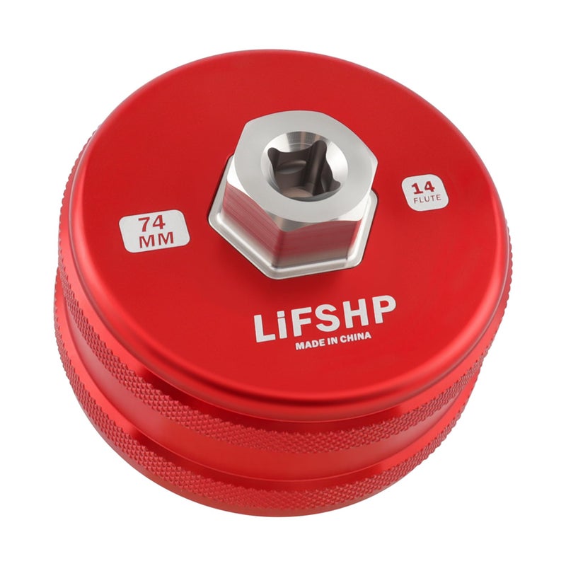 LIFSHP 74mm 14 Flutes Oil Filter Wrench, Aluminum and Stainless Steel For Mercedes-Benz, Sprinter, VW, Porsche, Audi, Bosch and Mahle,Oil Filter Removal Tool-Red - Image 1