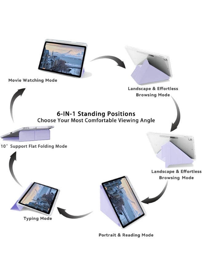 eGreen99 for [iPad Air 11 inch (2024 6th M2 / 2025 7th M3 / 2026 8th M4) ] [ipad Pro 11 inch (22/21/20/18)] [ipad Air 10.9 inch（2020 4th / 2022 5th)] Case Cover, Honeycomb 4+Y-Shaped Design, Multi Angle, Automatic Wake-Up/Sleep, Comfortable Skin Touch, Ultra-Thin Y-Shaped Bracket Protective Cover, Soft Tpu Back,Lavender Grey - Image 4