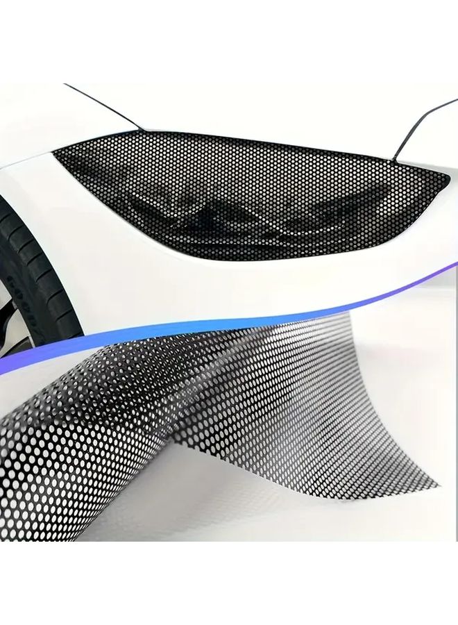 One Way Transparent Film Car Light Grid Sticker 11 81 Inch By 48 03 Inch - Image 1