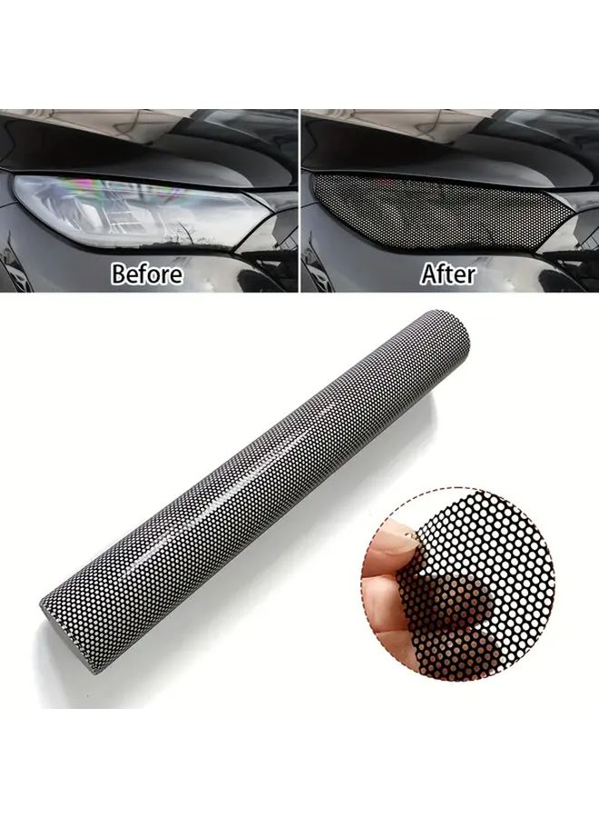 One Way Transparent Film Car Light Grid Sticker 11 81 Inch By 48 03 Inch - Image 2