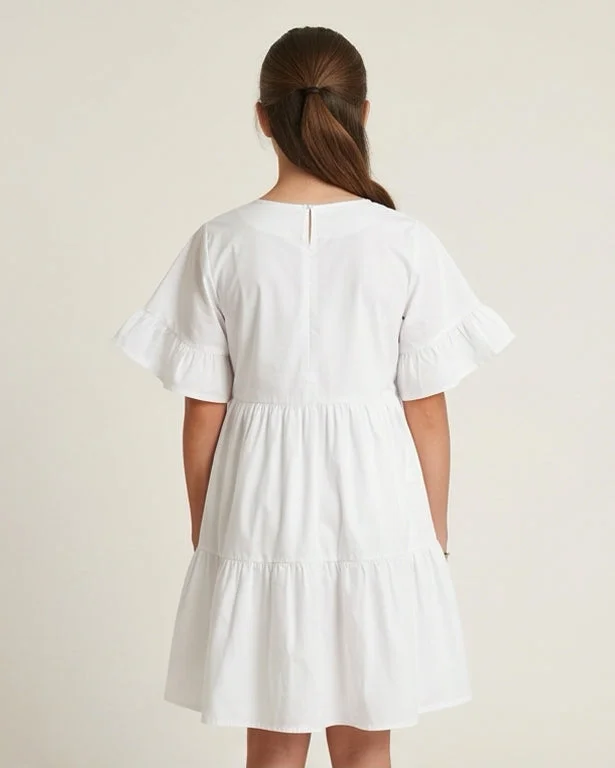 REDTAG Senior Girls White Solid Dress