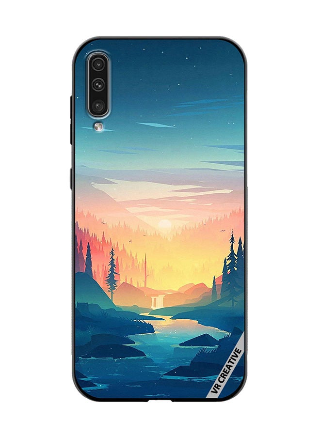 VR CREATIVE غطاء حماية لهاتف سامسونج جالاكسي A70/A70s بتصميم منظر شروق الشمس متعدد الألوان - Image 1