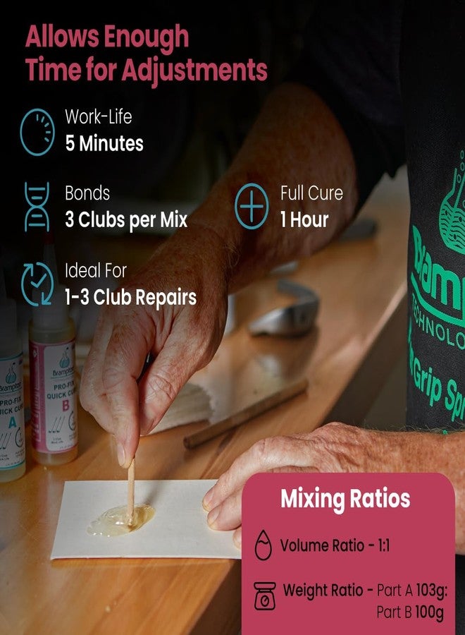 BRAMPTON TECHNOLOGY, LTD. Brampton PRO-FIX Quick Cure Golf Epoxy - 1 Hour Golf Club Repair - Golf Epoxy for All Golf Shafts, Golf Heads, Drivers, Putters, and Irons - Engineered for The Golf Industry (0.85oz) - Image 3