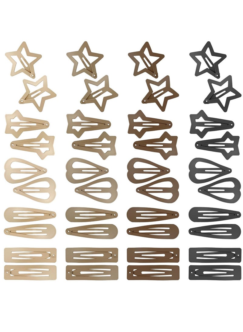 ELE Brown Snap Hair Clip Hair Barrettes for Girls Women No Slip Metal Snap Clips Hair Pins Accessories - Image 1