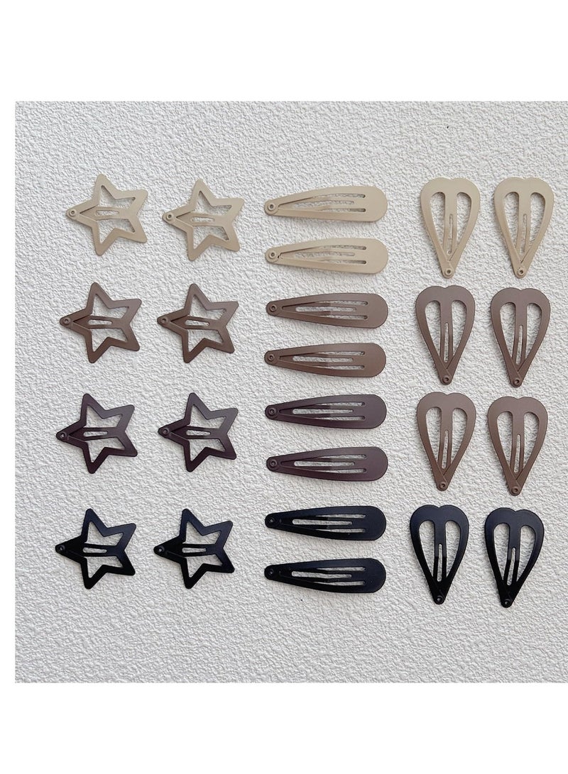 ELE Brown Snap Hair Clip Hair Barrettes for Girls Women No Slip Metal Snap Clips Hair Pins Accessories - Image 3