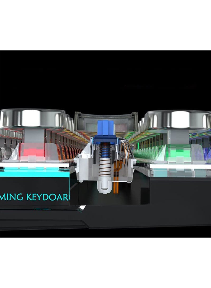 MONOGUE Gaming wireless Keyboard with Mouse set, Retro Punk Typewriter-Style, Blue Switches, White Backlight, for Game and Office, Stylish Pink Mechanical Keyboard - Image 2