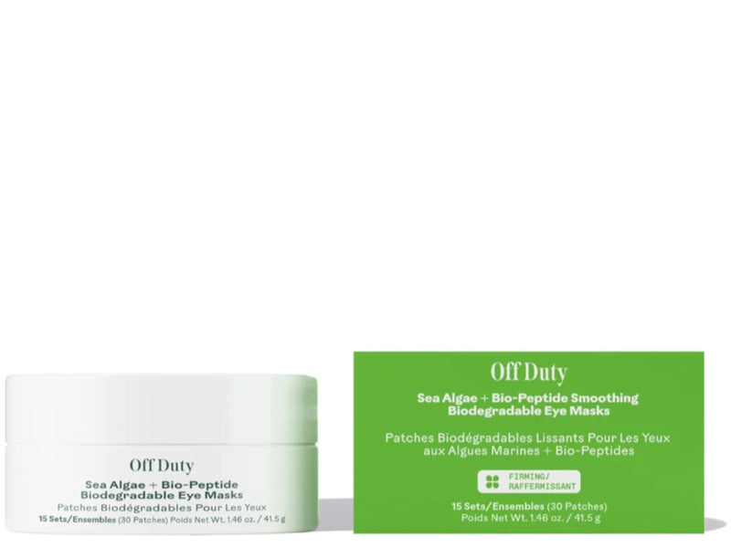 Three Ships - OffDuty Sea Algae + Bio-Peptide Smoothing Biodegradable Eye Masks | Firm, Smooth, Refresh Under Eye Skin | Cruelty-Free, Vegan, Paraben-Free, Sensitive Skin Safe (30 Sets | 2.96 oz) - Image 1