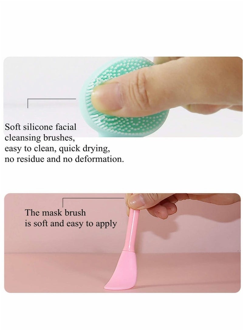 Generic 2PCS Double Head Manual Facial Mask Applicator for Gentle Exfoliating Silicone Face Brushes,Soft Silicone Face Cleansing Scrubber Manual Face Wash Brush Skin Care Exfoliating Deep Cleansing, Pink, Green  - Image 3