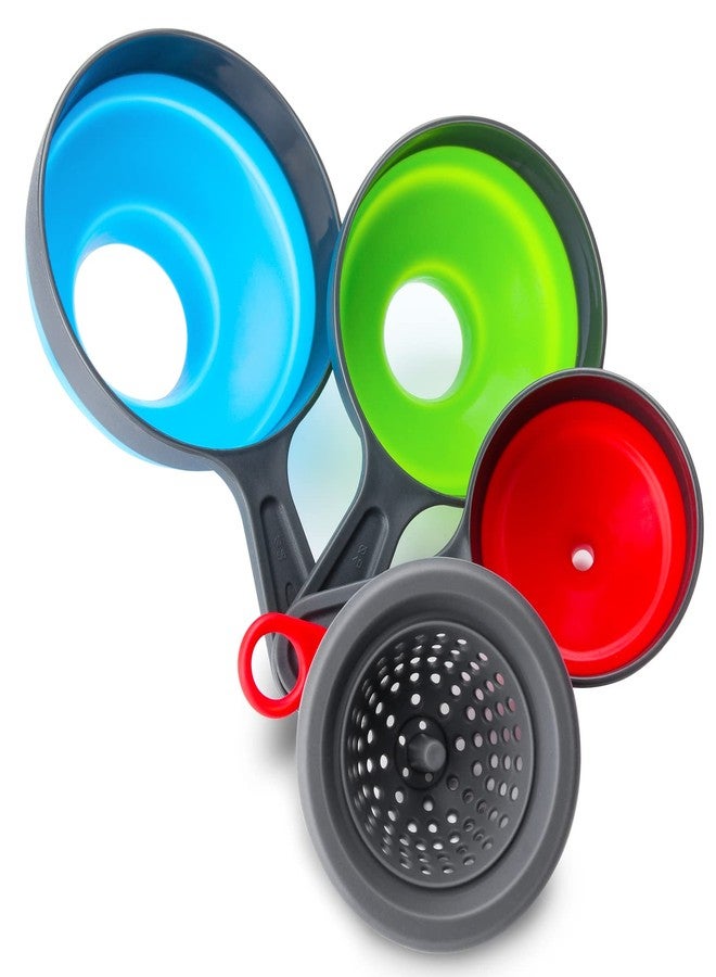 Dokpod Funnel with Strainer for Kitchen Use, Dokpod Silicone Funnels for Filling Bottles and Wide Mouth Canning, Collapsible Kitchen Funnel with Filter - Image 1