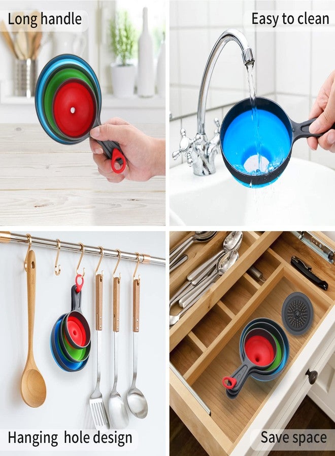 Dokpod Funnel with Strainer for Kitchen Use, Dokpod Silicone Funnels for Filling Bottles and Wide Mouth Canning, Collapsible Kitchen Funnel with Filter - Image 4