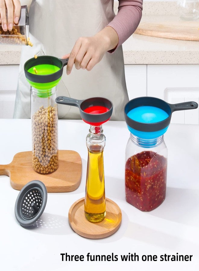 Dokpod Funnel with Strainer for Kitchen Use, Dokpod Silicone Funnels for Filling Bottles and Wide Mouth Canning, Collapsible Kitchen Funnel with Filter - Image 2