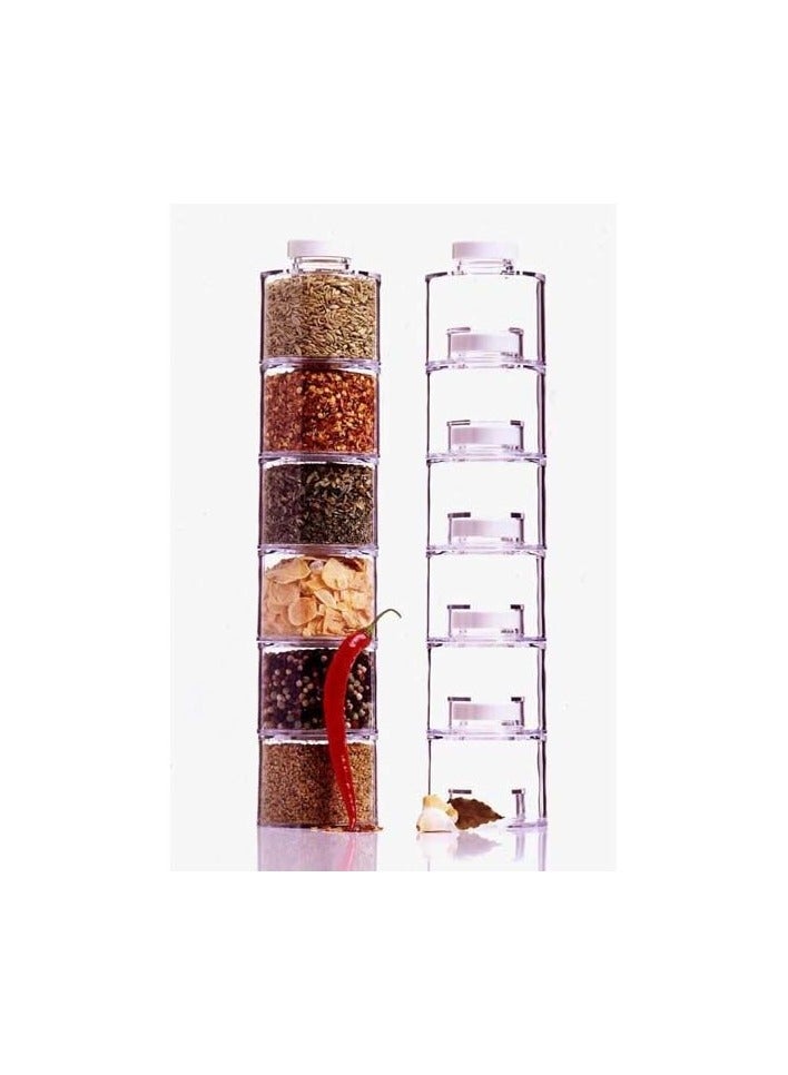 Spice Box Spice Jar Spice Tower 6 Self Stacking Spice Bottles - Image 1