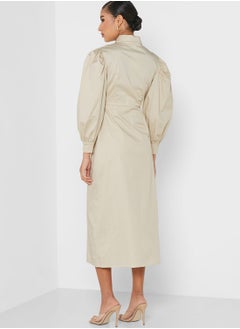 GHOSPELL Balloon Sleeve Shirt Dress  - Image 2