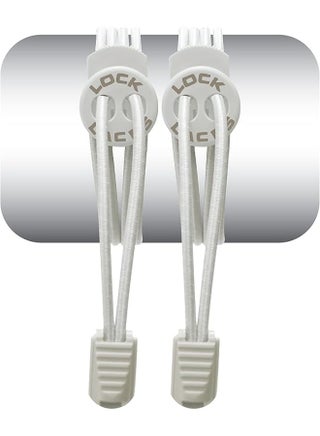 Lock Laces - Elastic No Tie Shoelaces, One Size Fits All, for Kids and Adults, Elastic No Tie Shoe Laces -Sold White