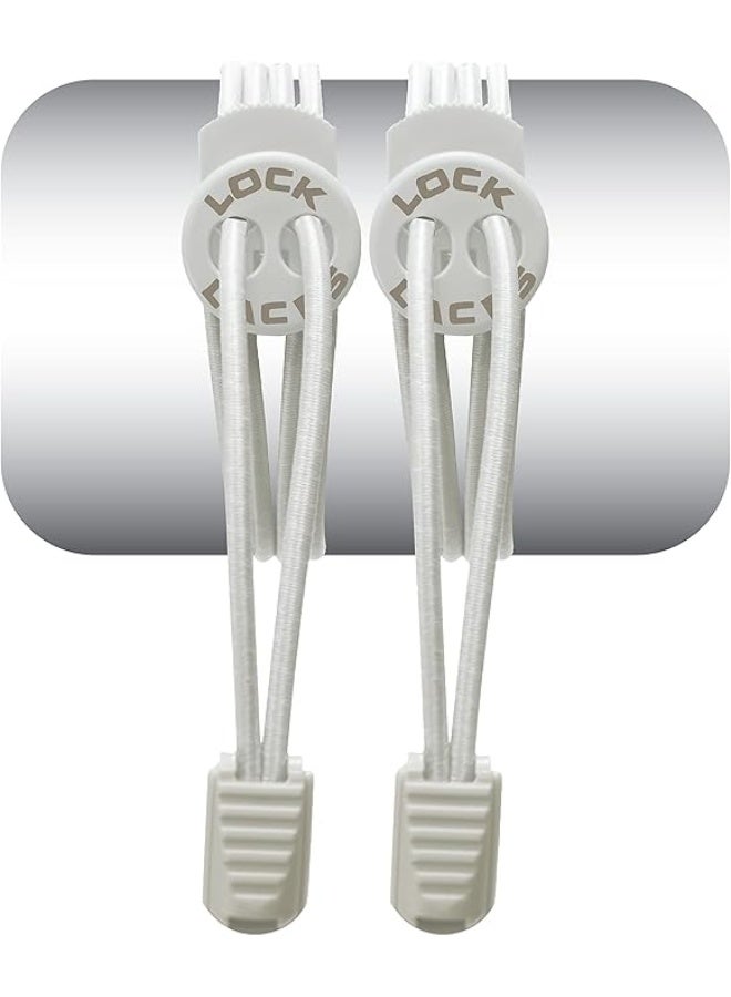 Lock Laces - Elastic No Tie Shoelaces, One Size Fits All, for Kids and Adults, Elastic No Tie Shoe Laces -Sold White - Image 1