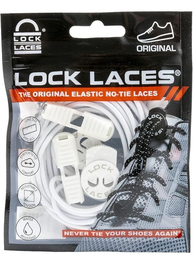 Lock Laces - Elastic No Tie Shoelaces, One Size Fits All, for Kids and Adults, Elastic No Tie Shoe Laces -Sold White - Image 2