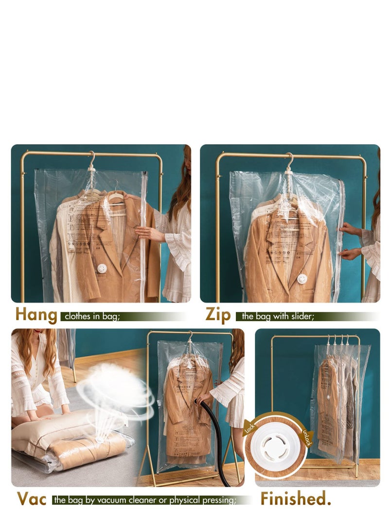 Arabest Hanging Vacuum Storage Bags Space Saving Clothes Bags 4 Pack Long 53x27.6 inches Vacuum Sealed Storage Bags Clothes Bags Dress Coats or Jackets Wardrobe Organizers and Storage  - Image 3