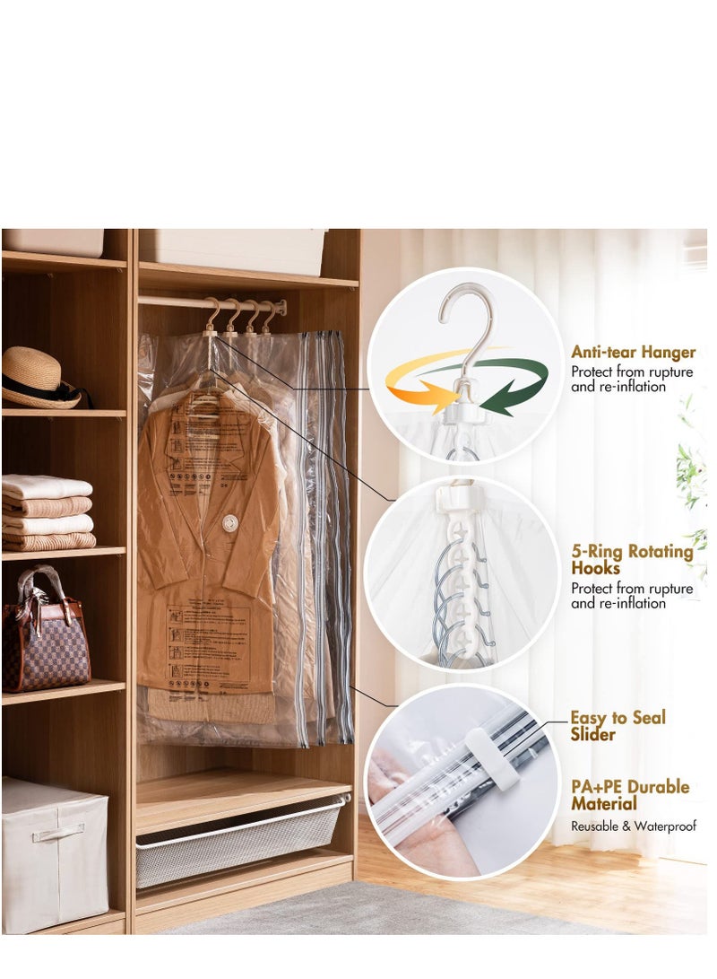 Arabest Hanging Vacuum Storage Bags Space Saving Clothes Bags 4 Pack Long 53x27.6 inches Vacuum Sealed Storage Bags Clothes Bags Dress Coats or Jackets Wardrobe Organizers and Storage  - Image 4