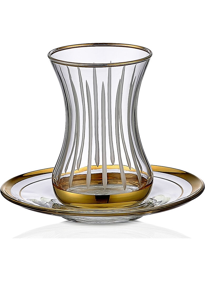 Royal Home - Roya Home Natural Gold 12 Piece Tea Glass Set for 6 People - Image 1
