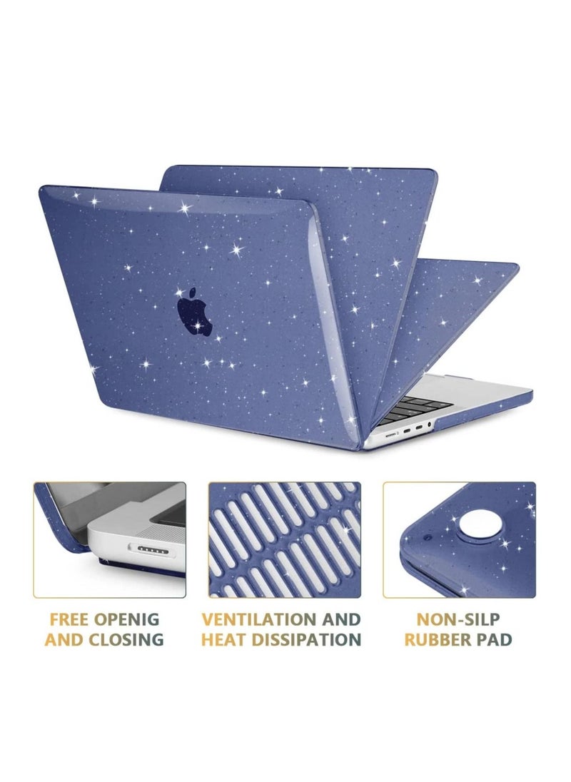 Generic - Glitter Case for MacBook Air 13.6 inch 2022 Release A2681 M2 Chip/2024 Release A3113 M3 Chip/2025 Release A3240 M4 Chip, Sparkly Blue Hard Shell Case for MacBook Air 13.6 with Touch ID, Sparkly Blue - Image 1