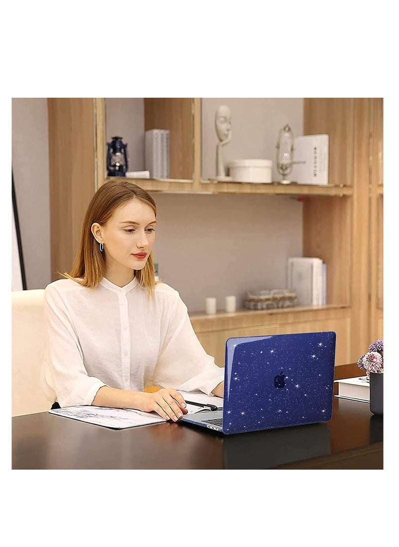 Generic - Glitter Case for MacBook Air 13.6 inch 2022 Release A2681 M2 Chip/2024 Release A3113 M3 Chip/2025 Release A3240 M4 Chip, Sparkly Blue Hard Shell Case for MacBook Air 13.6 with Touch ID, Sparkly Blue - Image 1