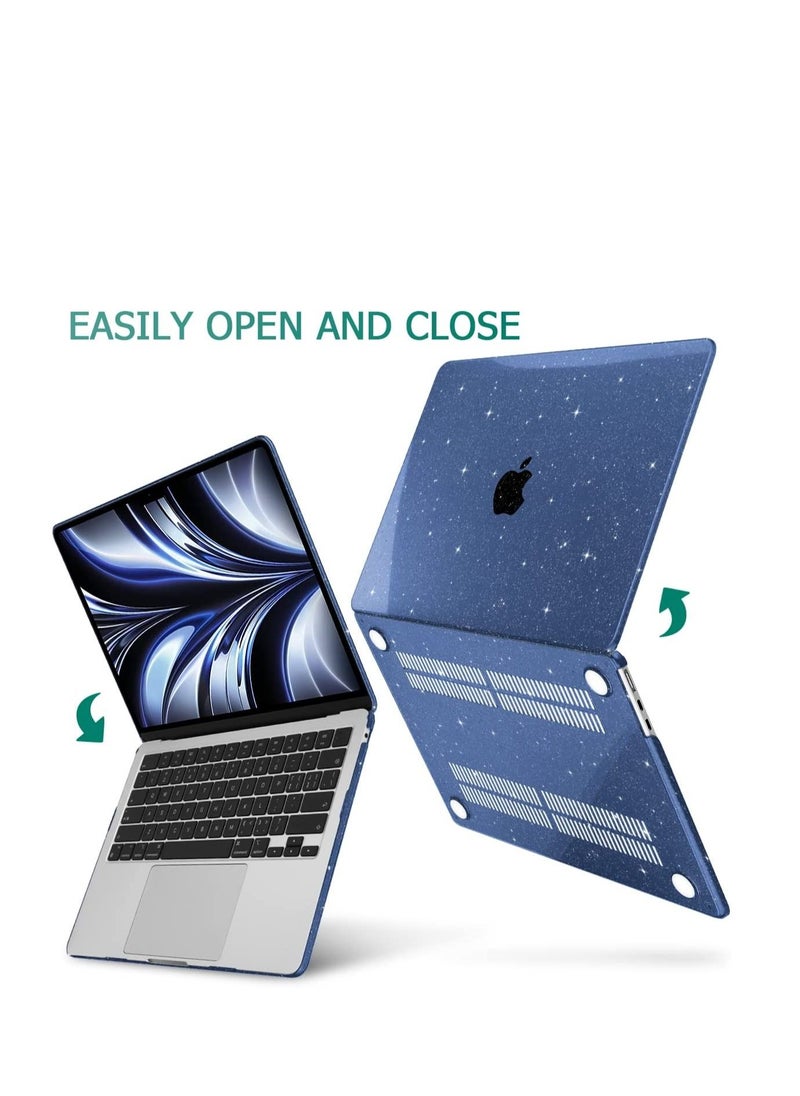 Generic - Glitter Case for MacBook Air 13.6 inch 2022 Release A2681 M2 Chip/2024 Release A3113 M3 Chip/2025 Release A3240 M4 Chip, Sparkly Blue Hard Shell Case for MacBook Air 13.6 with Touch ID, Sparkly Blue - Image 1