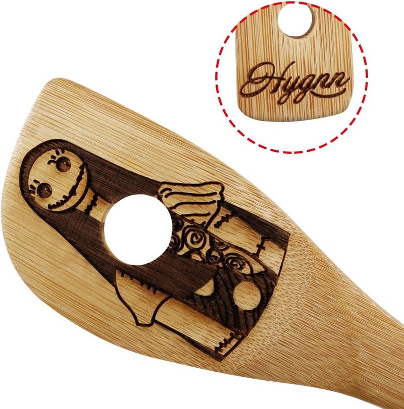 HYGNN Nightmare Wooden Spoons Great Utensil Set Fun Gift Idea Serving Utensils Burned Bamboo Spoons Kitchen House Warming Present Slotted Spoon 5 Piece - Image 2