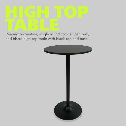 Pearington Santina, Single Round Cocktail Bar, Pub, and Bistro High Top Table with Black Top and Base - Image 2