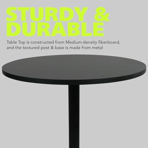 Pearington Santina, Single Round Cocktail Bar, Pub, and Bistro High Top Table with Black Top and Base - Image 5
