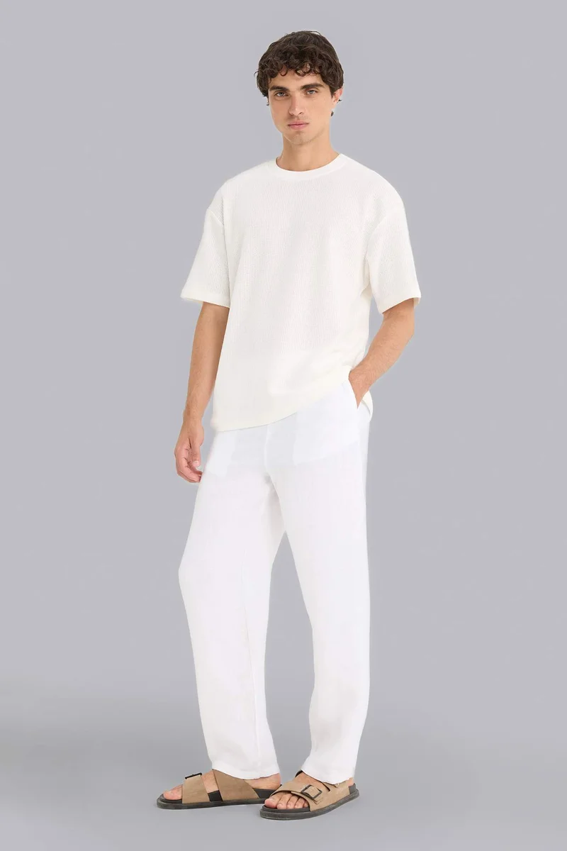 ديفاكتو Linen Relax Fit Three Pocket Wide Leg Trousers