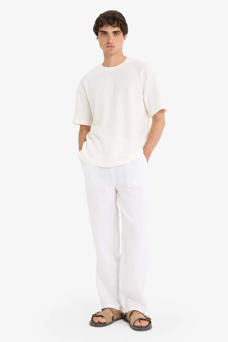 ديفاكتو Linen Relax Fit Three Pocket Wide Leg Trousers