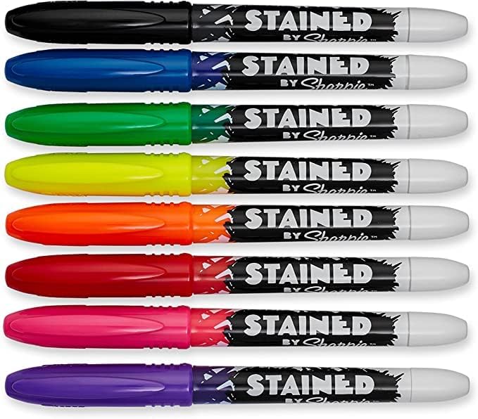 Sharpie Markers قماش شاربى الملون برأس فرشاة 8 ألوان مختلطة - Image 2