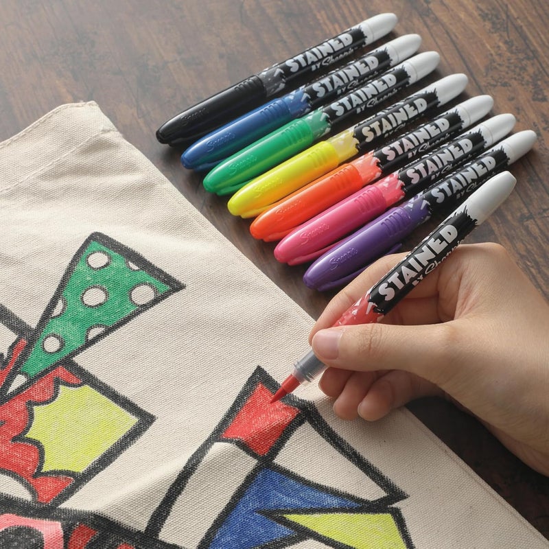 Sharpie Markers قماش شاربى الملون برأس فرشاة 8 ألوان مختلطة - Image 5