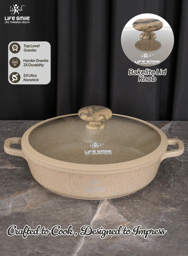 Life Smile 28cm Granite Nonstick Shallow Pot with Lid – Induction Base, 3.5L - Image 4
