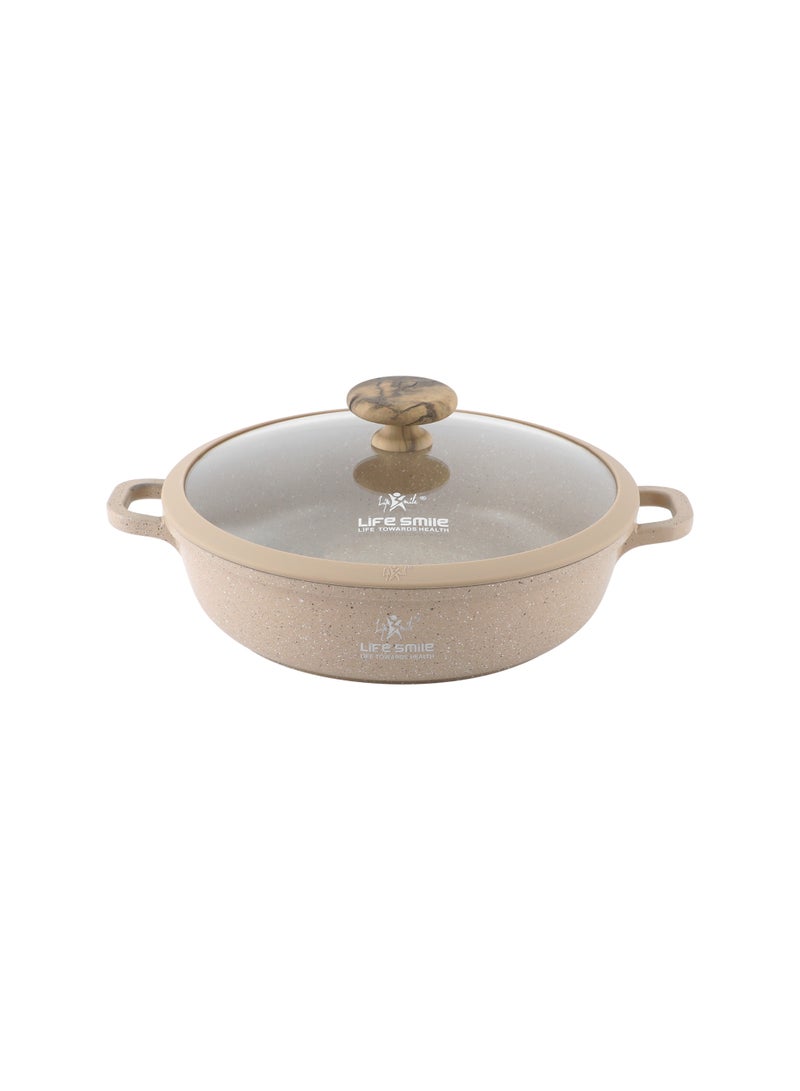 Life Smile 28cm Granite Nonstick Shallow Pot with Lid – Induction Base, 3.5L - Image 1