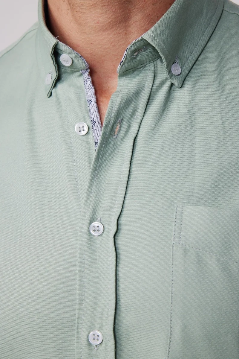 تودورس Classic Fit Cotton Easy Iron Oxford Plain Green Men's Shirt