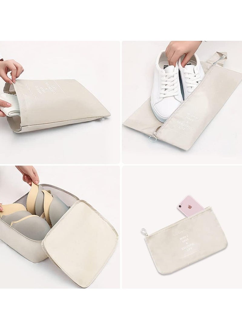 بريمو بلس طقم حقائب سفر منظمة مقاومة للماء مكون من 7 قطع بيج - Image 3