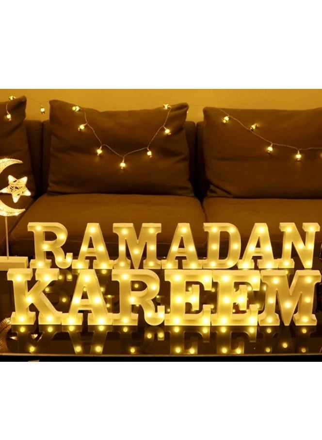 فيتاشيلي حروف رمضان كريم LED، ديكور رمضان، ديكور رمضان LED، 13 حرف LED (كل حرف 22 سم × 18 سم)  - Image 1