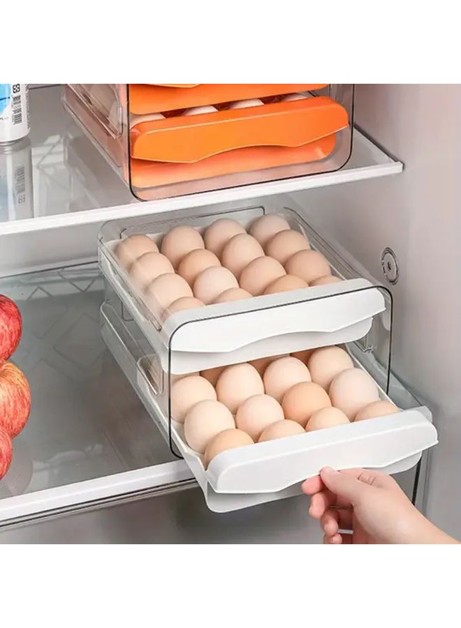 Orange Double Layered Egg Box 32 Slot Stackable Fridge Organizer Holds 24 Eggs - Image 2