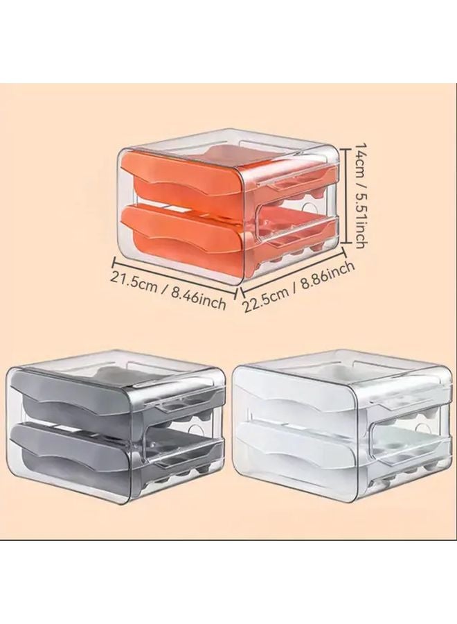 Orange Double Layered Egg Box 32 Slot Stackable Fridge Organizer Holds 24 Eggs - Image 4
