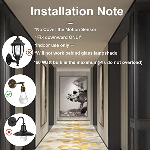 LPHUMEX 2pcs Motion Activated Light Sockets, E26/E27 Screw in Add on/Off Motion Sensor Sockets for Existing Lights, Dusk and Dawn Auto Motion Sensor Light Sockets Indoor for Porch Garage Basement - Image 2