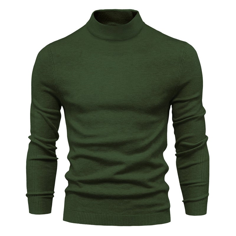 Mens Thick Warm Sweater Slim Fit Knitwear Green