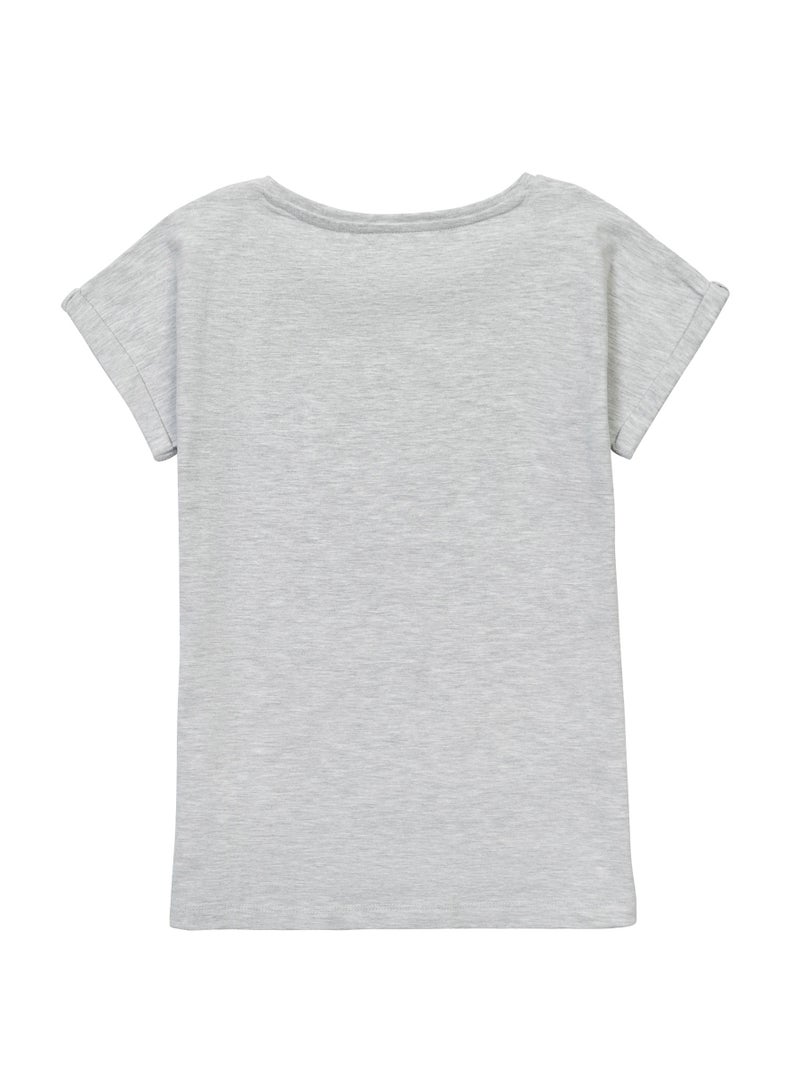 مينوتي تيشيرت بناتي قطني بكتابة لامعة وطبعة نخيل صيفي - Image 2