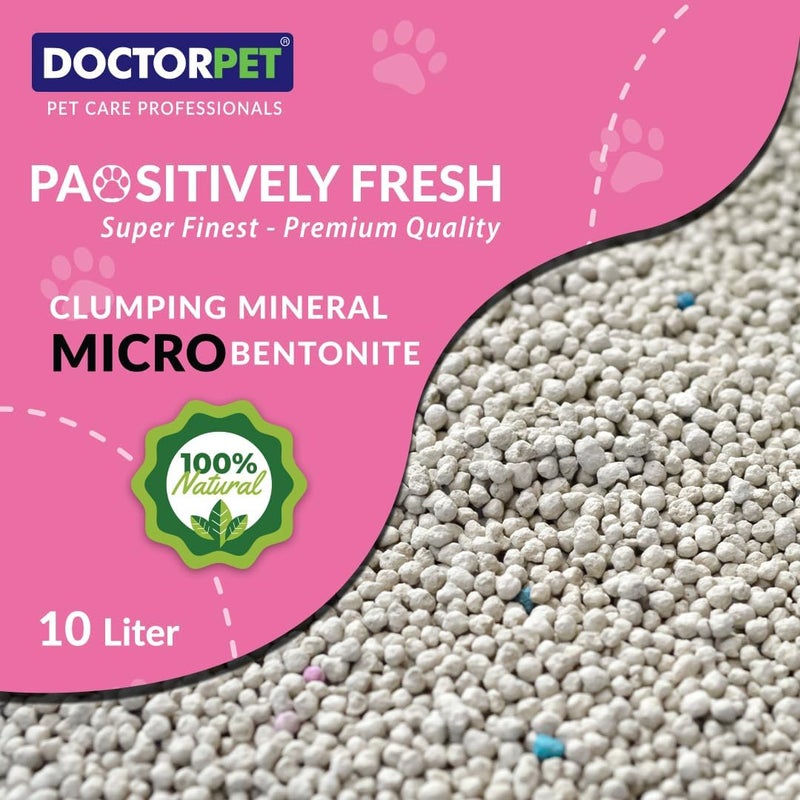 DoctorPet Baby Powder Scented Clumping Cat Litter –  100% Clumping Micro Bentonite, Instant Strong Clumping, Ultra Absorbent, Dust-Free, Baby Powder Fragrance, Pet Safe 10L - Image 4