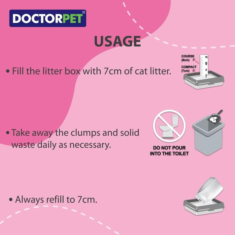 DoctorPet Baby Powder Scented Clumping Cat Litter –  100% Clumping Micro Bentonite, Instant Strong Clumping, Ultra Absorbent, Dust-Free, Baby Powder Fragrance, Pet Safe 10L - Image 5