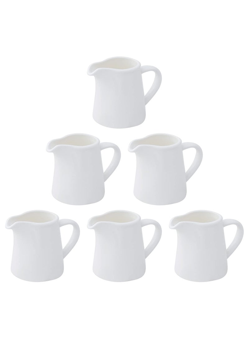 TAMAYKIM TAMAYKIM 45 oz Ceramic Cream Jugs Small Creamer Pitcher with Handle White Porcelain Classic Creamers for Coffee Tea Milk Jam Sauces 6 Pack 